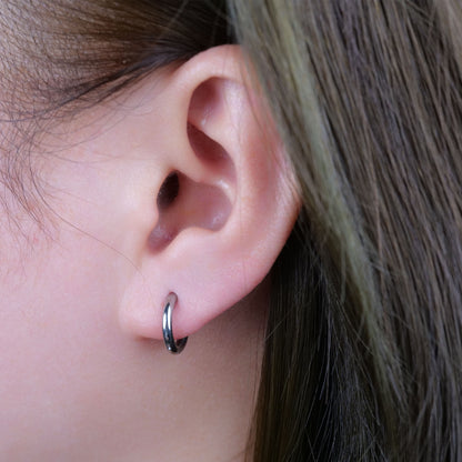 Limerencia Hypoallergenic Pure Titanium Pairs Small Huggie Hoop Earrings, Lightweight Cartilage Hoops Small Cubic Zirconia Cuff Earrings Mini Piercing Jewelry for Women (8mm, No stones)