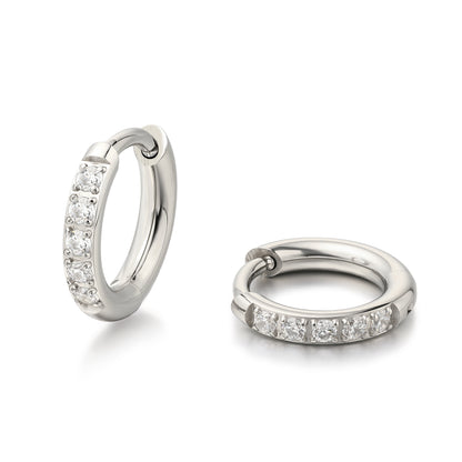Limerencia Aretes de Aro Pequeños Huggie de Titanio Puro Hipoalergénicos, Aretes Pequeños de Cartílago Ligeros con Circonita Cúbica, Mini Joyería para Piercings para Mujeres (8mm, circonita blanca)