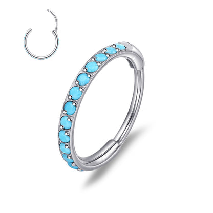 limerencia Nose Ring Hoop, Titanium Nose Ring for Women Men--Turquoise+Opal CZ
