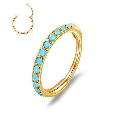 limerencia Nose Ring Hoop, Titanium Nose Ring for Women Men--Turquoise+Opal CZ