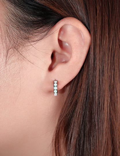 Limerencia Hypoallergenic G23 Pure Titanium Small Open C Hoop Earrings, F136 Implant Grade Lightweight Cubic Zirconia/Opal Cuff Huggie Earrings for Women Sensitive Ears
