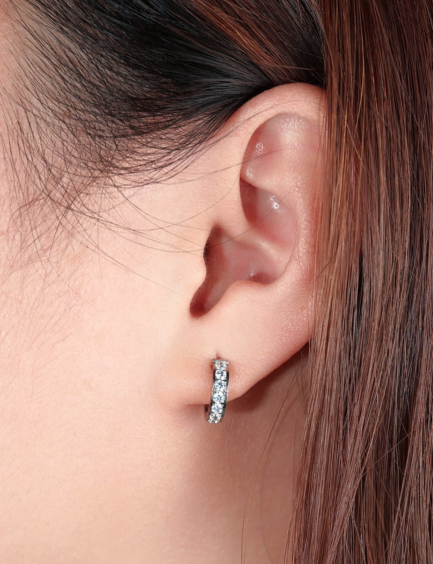 Limerencia Hypoallergenic G23 Pure Titanium Small Open C Hoop Earrings, F136 Implant Grade Lightweight Cubic Zirconia/Opal Cuff Huggie Earrings for Women Sensitive Ears