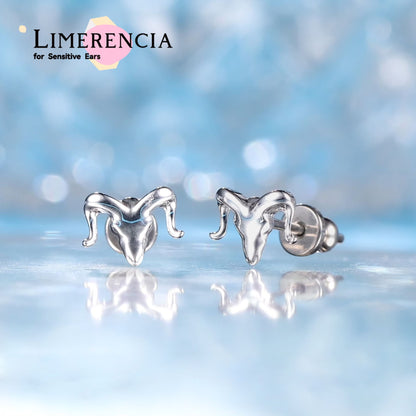 Limerencia F136 Reintitan Hypoallergen Implantatqualität Ohrstecker, G23 Kleine zierliche Zirkonia Ohrringe für empfindliche Ohren von Frauen (Kuhkopf)