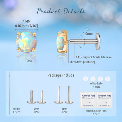 Limerencia G23 Hypoallergenic 18g Flat Back Stud Push In Cartilage Stud, Lip/Nose Stud, Men's & Women's