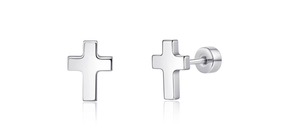 Pendientes de titanio Limerencia, pendientes hipoalergénicos para hombre y mujer con oídos sensibles, joyería minimalista, pendientes cruz planos para cartílago, diseño cruz