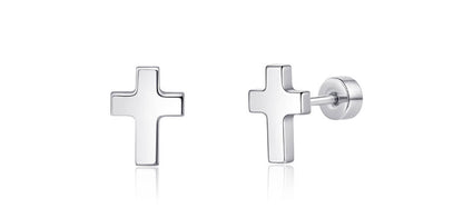Pendientes de titanio Limerencia, pendientes hipoalergénicos para hombre y mujer con oídos sensibles, joyería minimalista, pendientes cruz planos para cartílago, diseño cruz