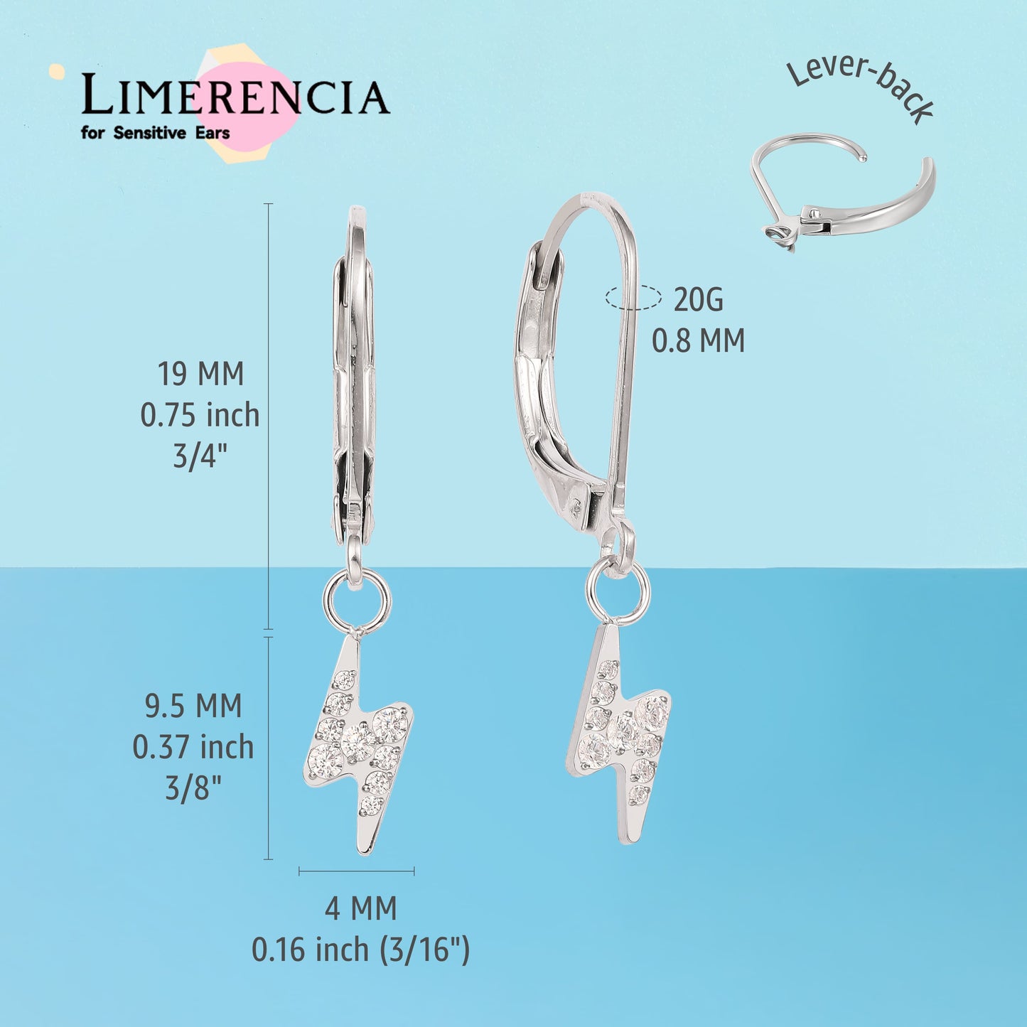 Boucles d’oreilles Limerencia à fermoir levier en titane G23, boucles pendantes goutte pour femme, boucles mode en titane F136, bijou hypoallergénique cadeau – motif éclair