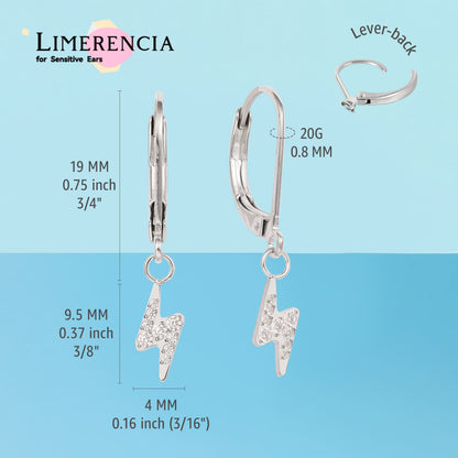 Boucles d’oreilles Limerencia à fermoir levier en titane G23, boucles pendantes goutte pour femme, boucles mode en titane F136, bijou hypoallergénique cadeau – motif éclair