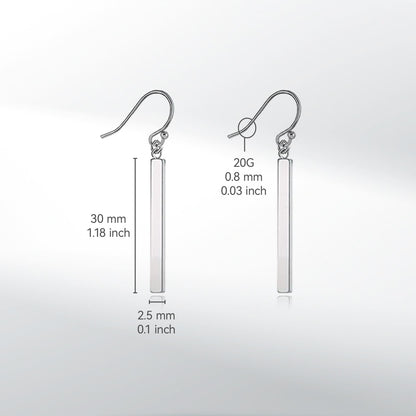 Orecchini pendenti a barra verticale in titanio puro Limerencia, orecchini leggeri ipoallergenici adatti a orecchie sensibili donna (30 mm, colore argento)