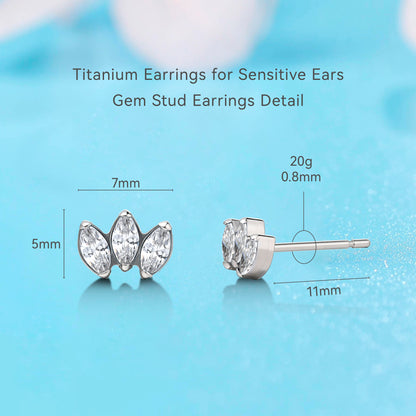 Pendientes hipoalergénicos Limerencia de titanio puro | Corona de circonita cúbica | Joyería de perforación de grado implante | Adecuado para oídos sensibles, joyería delicada