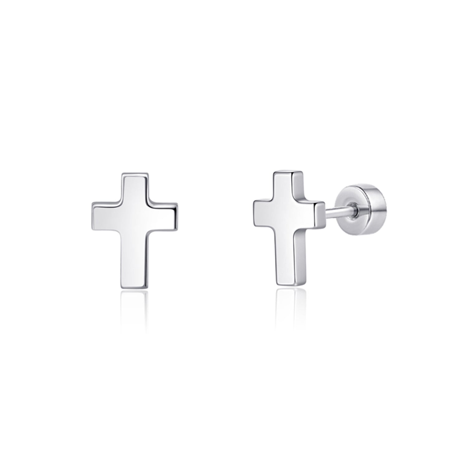 Limerencia Titanium Stud Earrings - Hypoallergenic Earrings for Women Men Sensitive Ears - Minimalist Jewelry Flatback Cross Bolt Cartilage Earrings/The Cross