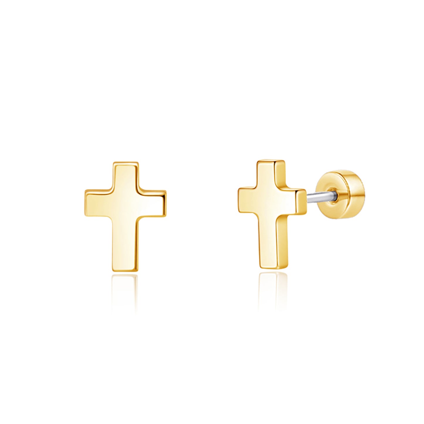Limerencia Titanium Stud Earrings - Hypoallergenic Earrings for Women Men Sensitive Ears - Minimalist Jewelry Flatback Cross Bolt Cartilage Earrings/The Cross