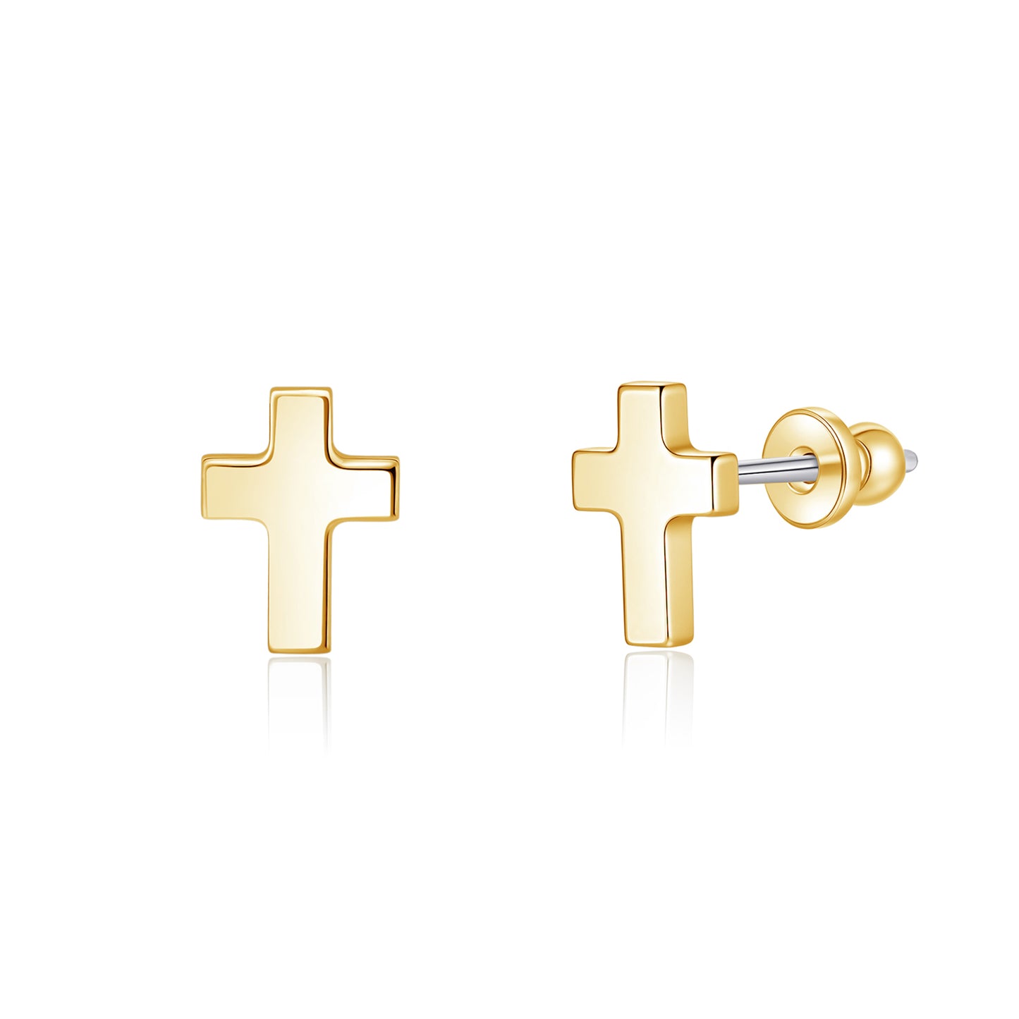 Limerencia Titanium Stud Earrings - Hypoallergenic Earrings for Women Men Sensitive Ears - Minimalist Jewelry Flatback Cross Bolt Cartilage Earrings/The Cross