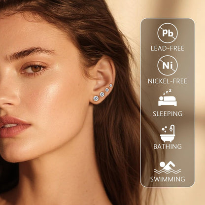 Limerencia 20G F136 Implant Grade Titanium Flat Back Stud Earrings for Women Men,&nbsp; Cartilage Helix F136 Piercing Jewelry for Sensitive Ears, with 3-6mm Cubic Zirconia