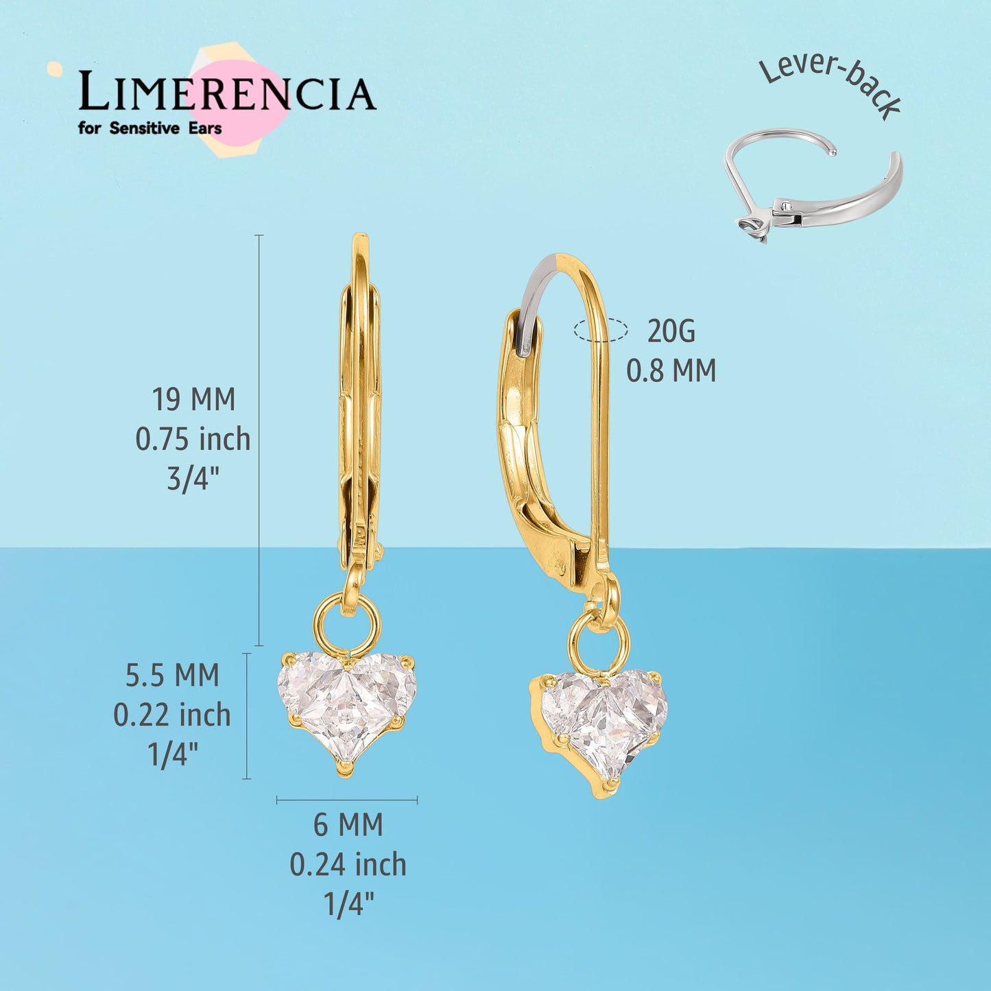 Boucles d’oreilles Limerencia à fermoir levier en titane G23, boucles pendantes goutte pour femme, boucles mode en titane F136, bijou hypoallergénique cadeau – motif cœur