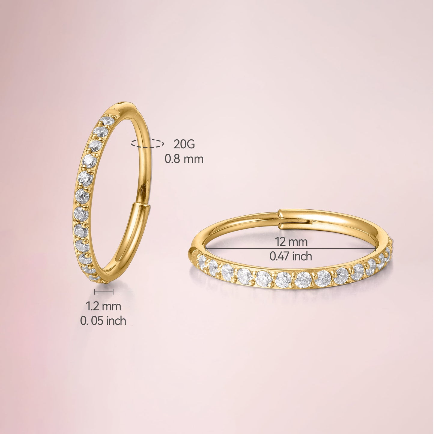 F136 Titanium Slim Hoop Earrings, Cubic Zirconia Huggie Earrings for Women,Small Hoop Earrings for Women, Hypoallergenic Earrings,Great Gift for Women