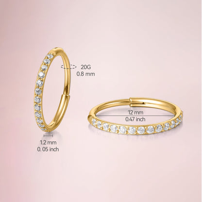 F136 Titanium Slim Hoop Earrings, Cubic Zirconia Huggie Earrings for Women,Small Hoop Earrings for Women, Hypoallergenic Earrings,Great Gift for Women