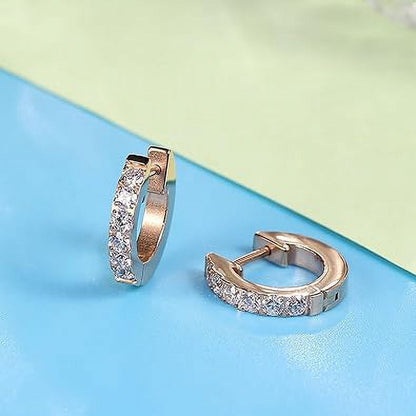 Limerencia Titanium Jewelry Hoop Earrings, 5A Cubic Zirconia, Titanium, for Women Sensitive Ears
