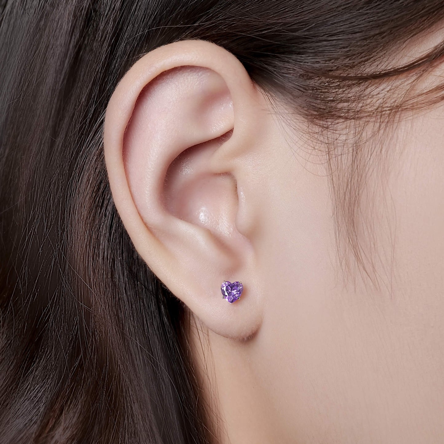 Limerencia Heart Birthstone Screw Backs Earrings G23 Implant Grade Titanium Stud Earrings 20G Hypoallergenic Cubic Zirconia Tragus Piercing Post for Sensitive Ears