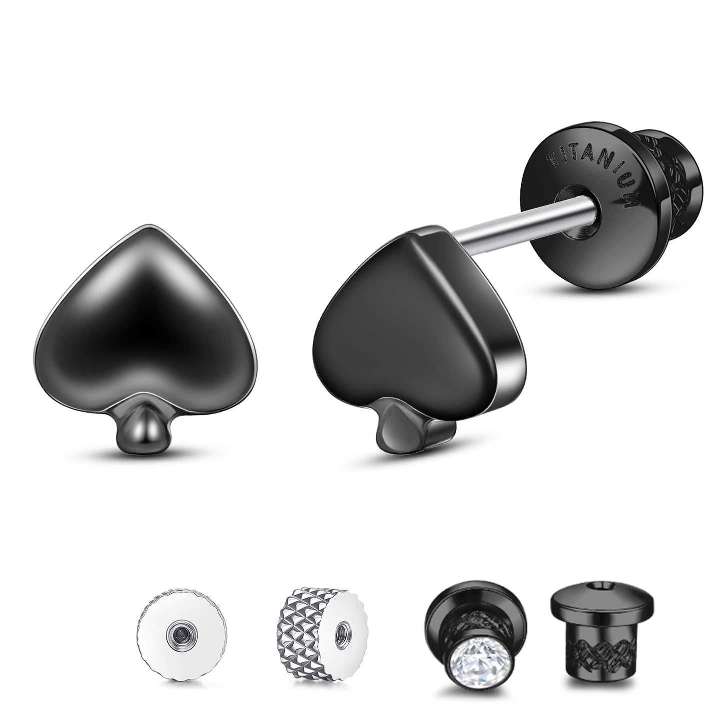Limerencia Titanium Earring Studs, Implant Grade F136 Earrings with CZ Screw Back Hypoallergenic for Women and Men Sensitive Ears Jewelry Gift