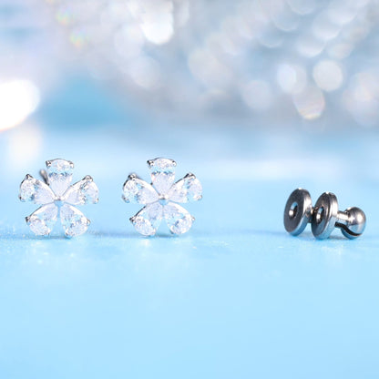 Limerencia F136 Aretes de titanio puro hipoalergénicos de grado implante, pequeños y delicados aretes de circonita cúbica G23 para orejas sensibles de mujer (F1)