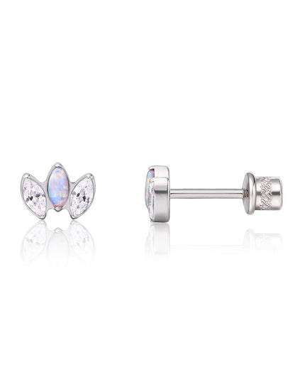 Limerenz Hypoallergen G23 Titan Implantat-Qualität Schraubverschluss Ohrringe Tragus 20G Helix F136 Piercingstecker für empfindliche Mädchenohren Knorpel – Zirkonia + Opal Krone