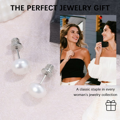 Limerencia Hypoallergenic Freshwater Cultured Pearl Stud Earrings for Women F136 Implant‑Grade Titanium Screw‑Back, Nickel‑Free & Lead‑Free, Comfortable for Sensitive Ears, Elegant Jewelry for Gifting