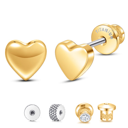 Limerencia Titanium Earring Studs, Implant Grade F136 Earrings with CZ Screw Back Hypoallergenic for Women and Men Sensitive Ears Jewelry Gift