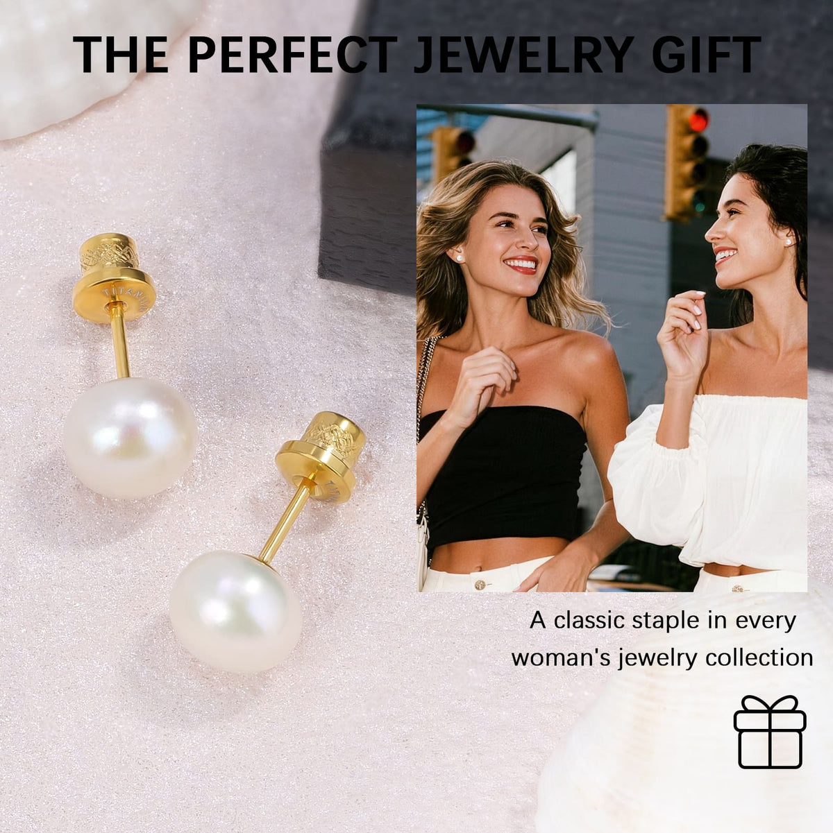 Limerencia Hypoallergenic Freshwater Cultured Pearl Stud Earrings for Women F136 Implant‑Grade Titanium Screw‑Back, Nickel‑Free & Lead‑Free, Comfortable for Sensitive Ears, Elegant Jewelry for Gifting
