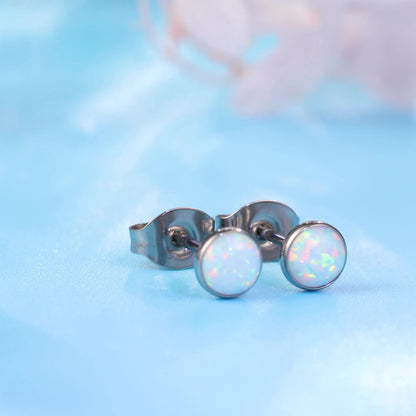 Limerencia Ohrringe aus reinem Titan, hypoallergen | Opal-Ohrstecker | Minimalistisch, Implantatqualität | Für empfindliche Ohren, filigraner Schmuck