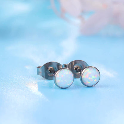 Limerencia Ohrringe aus reinem Titan, hypoallergen | Opal-Ohrstecker | Minimalistisch, Implantatqualität | Für empfindliche Ohren, filigraner Schmuck