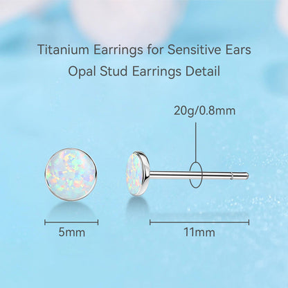 Limerencia Ohrringe aus reinem Titan, hypoallergen | Opal-Ohrstecker | Minimalistisch, Implantatqualität | Für empfindliche Ohren, filigraner Schmuck
