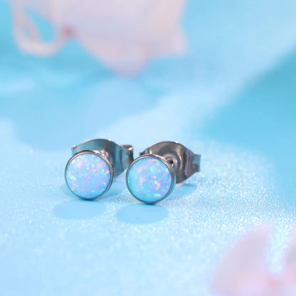 Limerencia Ohrringe aus reinem Titan, hypoallergen | Opal-Ohrstecker | Minimalistisch, Implantatqualität | Für empfindliche Ohren, filigraner Schmuck