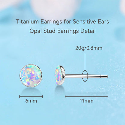 Limerencia Ohrringe aus reinem Titan, hypoallergen | Opal-Ohrstecker | Minimalistisch, Implantatqualität | Für empfindliche Ohren, filigraner Schmuck