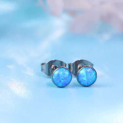 Limerencia Ohrringe aus reinem Titan, hypoallergen | Opal-Ohrstecker | Minimalistisch, Implantatqualität | Für empfindliche Ohren, filigraner Schmuck