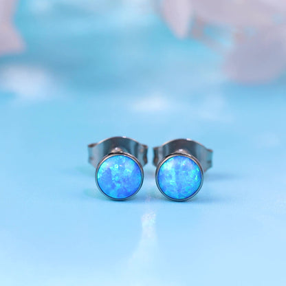 Limerencia Ohrringe aus reinem Titan, hypoallergen | Opal-Ohrstecker | Minimalistisch, Implantatqualität | Für empfindliche Ohren, filigraner Schmuck