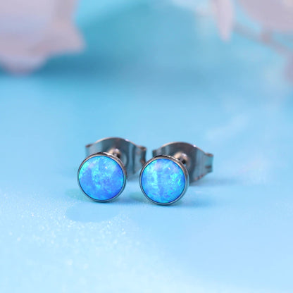 Limerencia Ohrringe aus reinem Titan, hypoallergen | Opal-Ohrstecker | Minimalistisch, Implantatqualität | Für empfindliche Ohren, filigraner Schmuck
