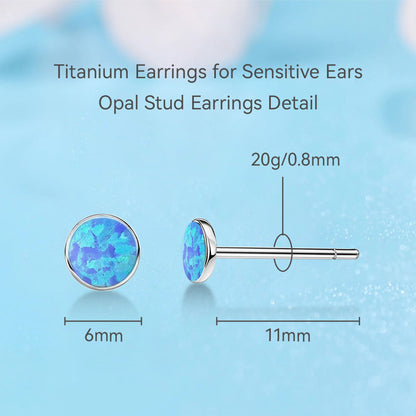 Limerencia Ohrringe aus reinem Titan, hypoallergen | Opal-Ohrstecker | Minimalistisch, Implantatqualität | Für empfindliche Ohren, filigraner Schmuck