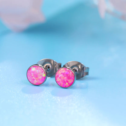 Limerencia Ohrringe aus reinem Titan, hypoallergen | Opal-Ohrstecker | Minimalistisch, Implantatqualität | Für empfindliche Ohren, filigraner Schmuck