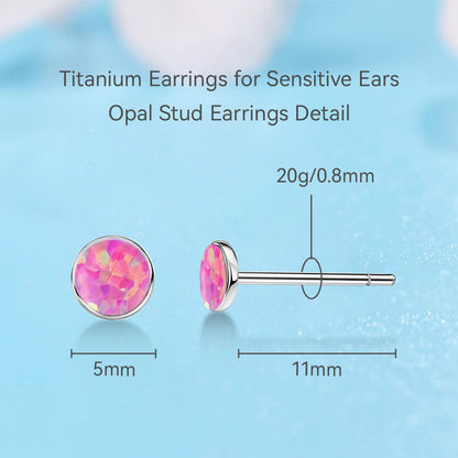 Limerencia Ohrringe aus reinem Titan, hypoallergen | Opal-Ohrstecker | Minimalistisch, Implantatqualität | Für empfindliche Ohren, filigraner Schmuck
