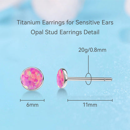Limerencia Ohrringe aus reinem Titan, hypoallergen | Opal-Ohrstecker | Minimalistisch, Implantatqualität | Für empfindliche Ohren, filigraner Schmuck