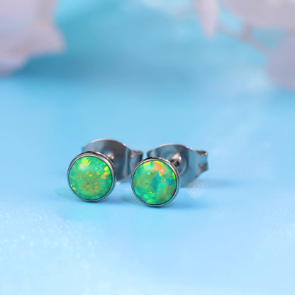 Limerencia Ohrringe aus reinem Titan, hypoallergen | Opal-Ohrstecker | Minimalistisch, Implantatqualität | Für empfindliche Ohren, filigraner Schmuck