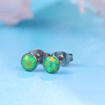 Limerencia Ohrringe aus reinem Titan, hypoallergen | Opal-Ohrstecker | Minimalistisch, Implantatqualität | Für empfindliche Ohren, filigraner Schmuck