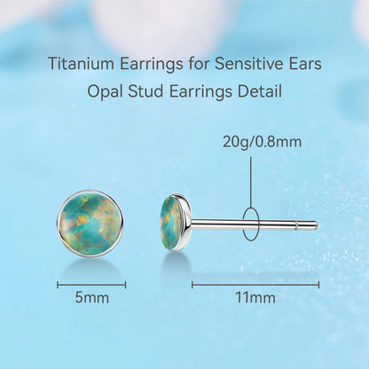 Limerencia Ohrringe aus reinem Titan, hypoallergen | Opal-Ohrstecker | Minimalistisch, Implantatqualität | Für empfindliche Ohren, filigraner Schmuck