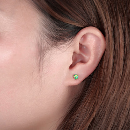 Limerencia Ohrringe aus reinem Titan, hypoallergen | Opal-Ohrstecker | Minimalistisch, Implantatqualität | Für empfindliche Ohren, filigraner Schmuck