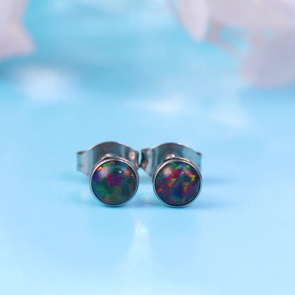 Limerencia Ohrringe aus reinem Titan, hypoallergen | Opal-Ohrstecker | Minimalistisch, Implantatqualität | Für empfindliche Ohren, filigraner Schmuck