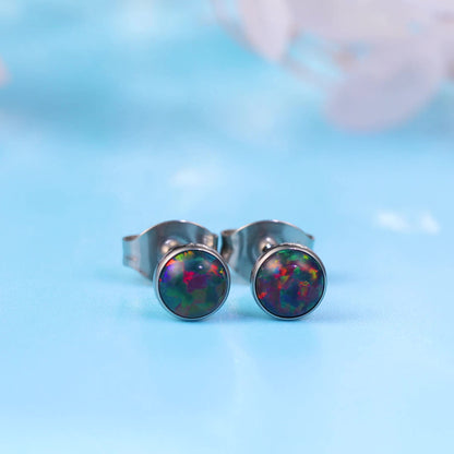 Limerencia Ohrringe aus reinem Titan, hypoallergen | Opal-Ohrstecker | Minimalistisch, Implantatqualität | Für empfindliche Ohren, filigraner Schmuck