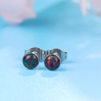 Limerencia Ohrringe aus reinem Titan, hypoallergen | Opal-Ohrstecker | Minimalistisch, Implantatqualität | Für empfindliche Ohren, filigraner Schmuck