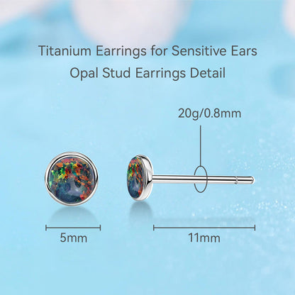 Limerencia Ohrringe aus reinem Titan, hypoallergen | Opal-Ohrstecker | Minimalistisch, Implantatqualität | Für empfindliche Ohren, filigraner Schmuck