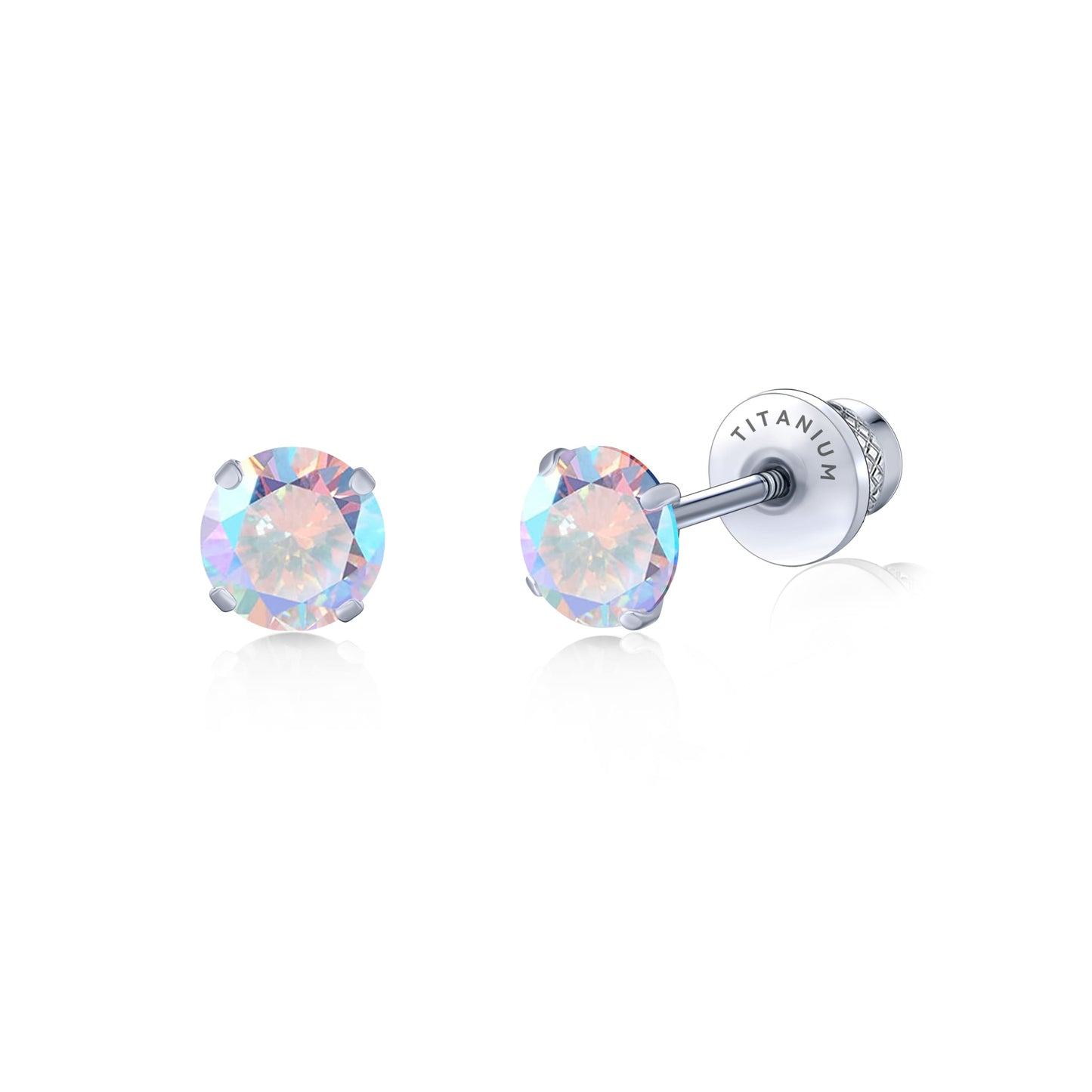 Limerencia Pendientes Hipoalergénicos de Titanio con Circonitas Cúbicas 5A G23 para Mujer, Pendientes de Hélice con Rosca Posterior de Grado Implante F136 para Orejas Sensibles (Aurora Boreal)
